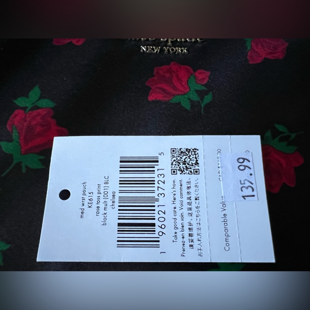 Kate Spade CHELSEA ROSE TOSS PRINTED MEDIUM WRISTLET POUCH nwot - Picture 6 of 6